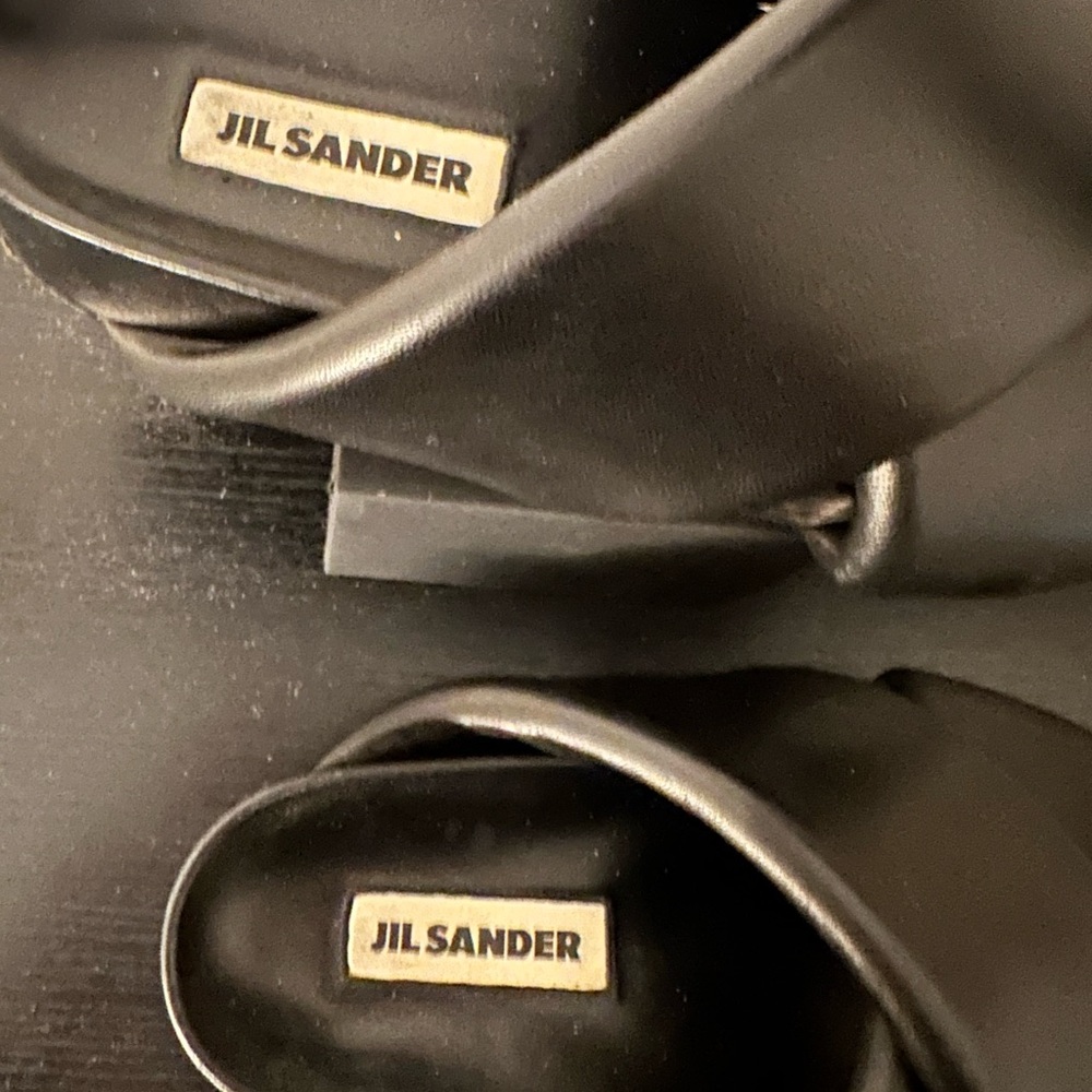 Jil Sander Black Leather Crisscross Slide Sandals - Picture 4 of 7